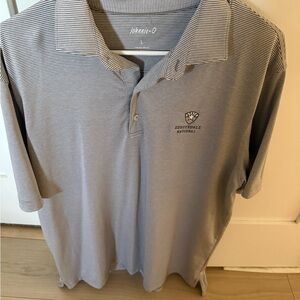 johnnie-O Men's Polo Shirt in Gray and White Stripes